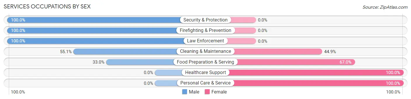 Services Occupations by Sex in Maysville