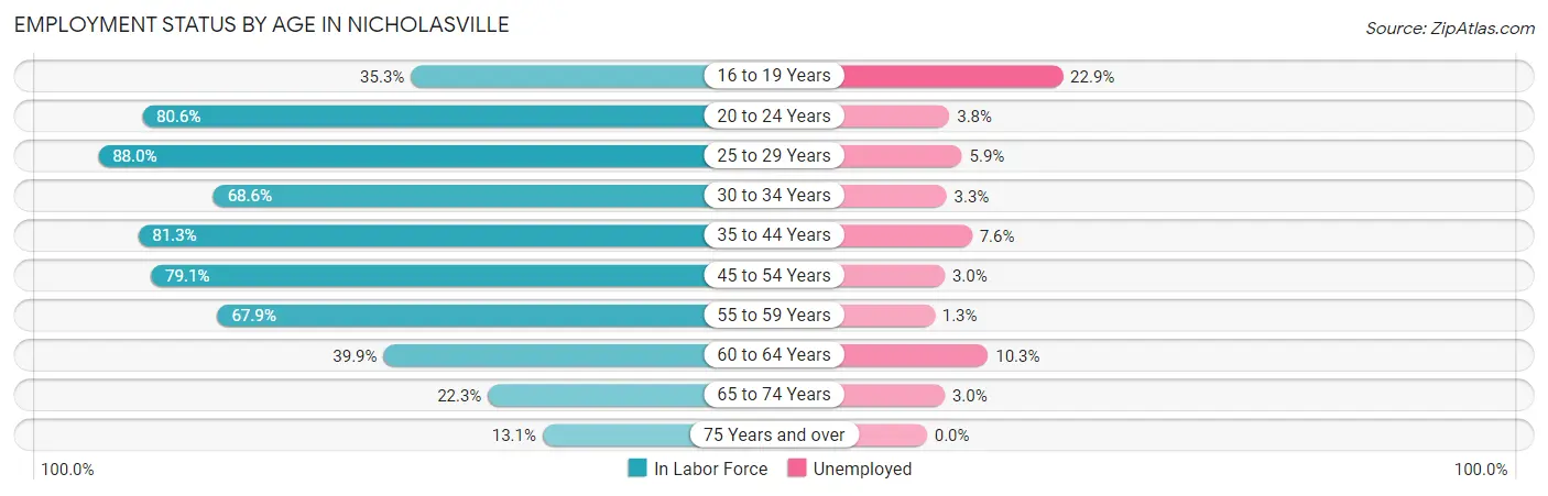 Employment Status by Age in Nicholasville