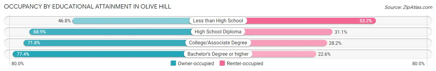 Occupancy by Educational Attainment in Olive Hill