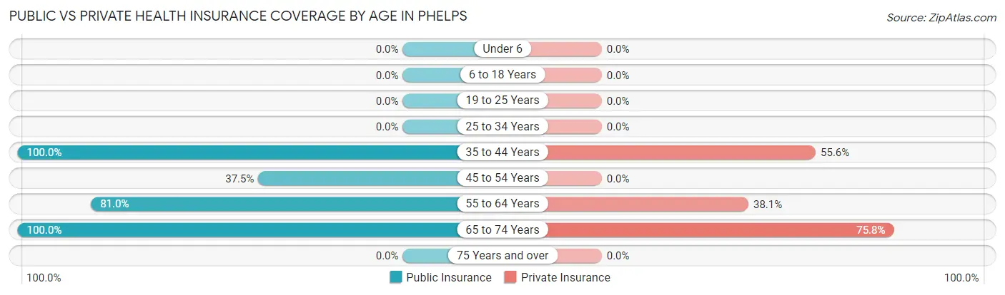 Public vs Private Health Insurance Coverage by Age in Phelps
