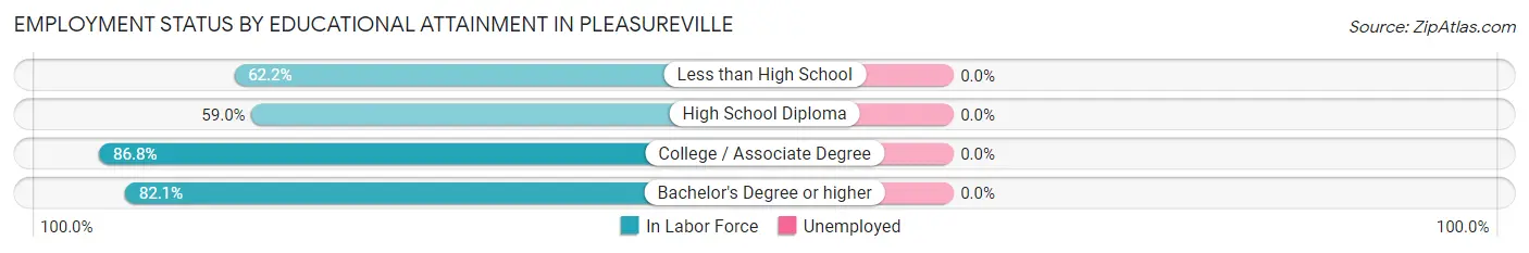 Employment Status by Educational Attainment in Pleasureville