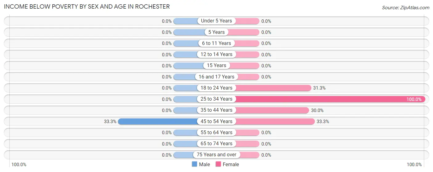 Income Below Poverty by Sex and Age in Rochester