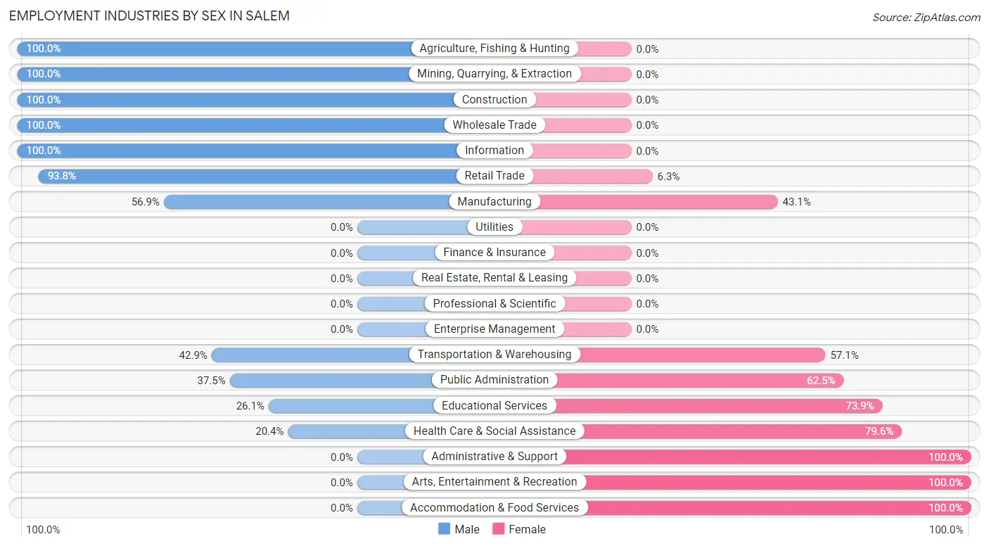 Employment Industries by Sex in Salem