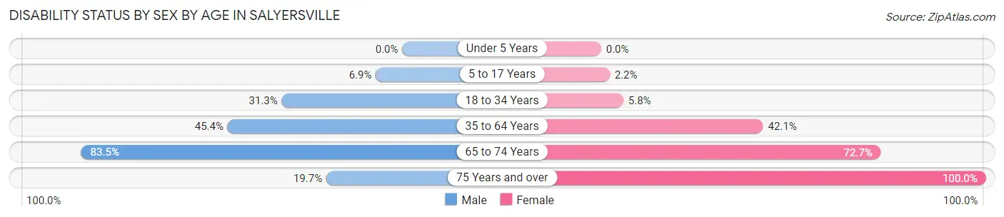 Disability Status by Sex by Age in Salyersville