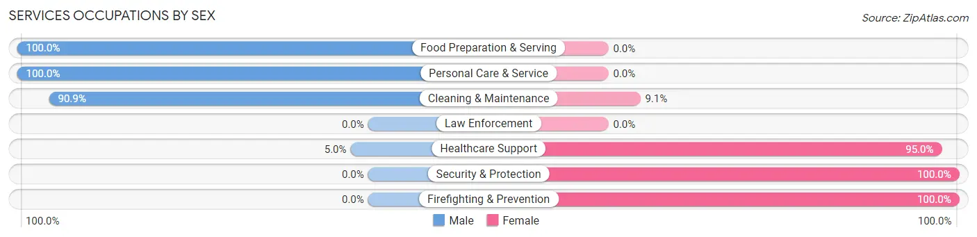 Services Occupations by Sex in Strathmoor Manor