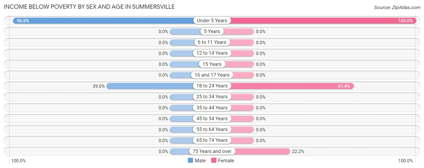Income Below Poverty by Sex and Age in Summersville