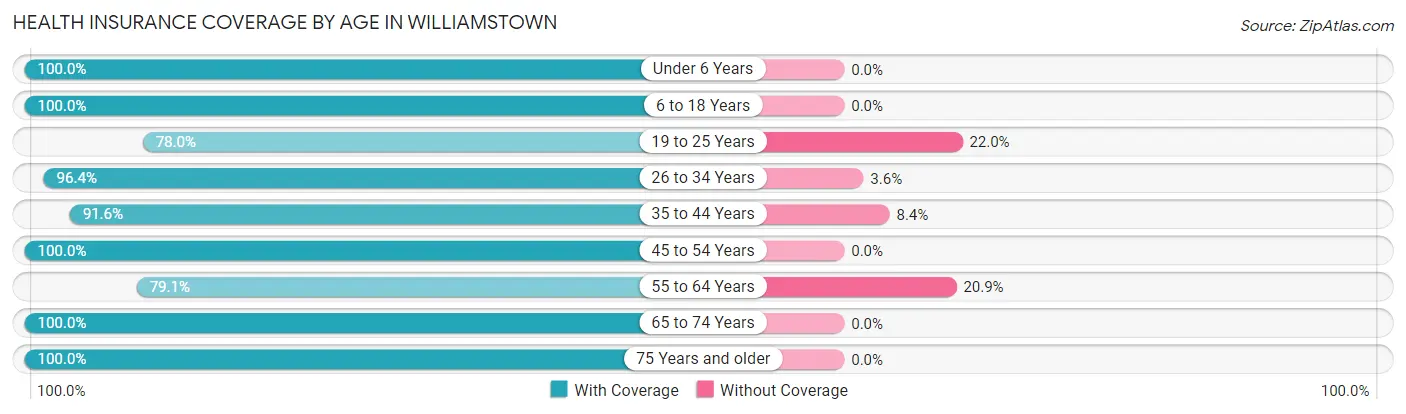 Health Insurance Coverage by Age in Williamstown