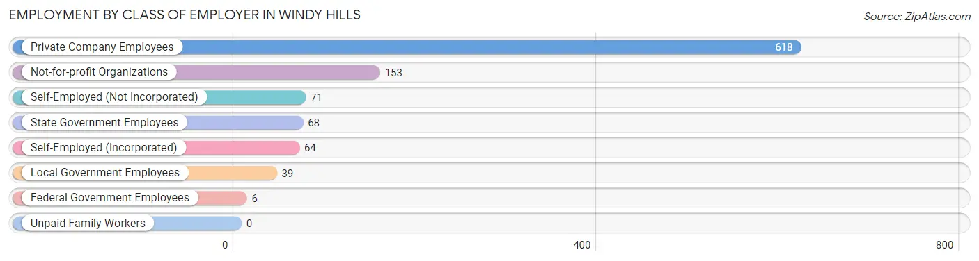 Employment by Class of Employer in Windy Hills