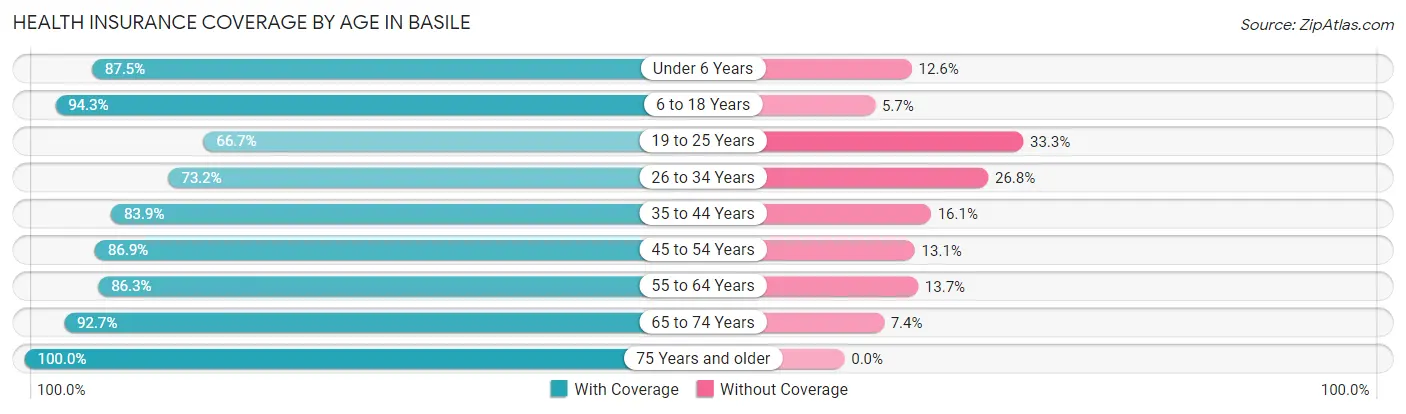 Health Insurance Coverage by Age in Basile