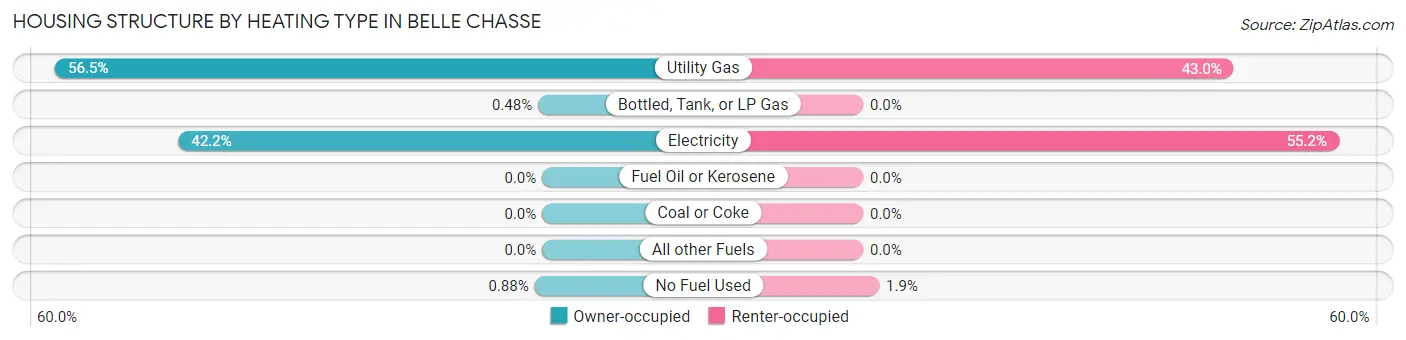 Housing Structure by Heating Type in Belle Chasse