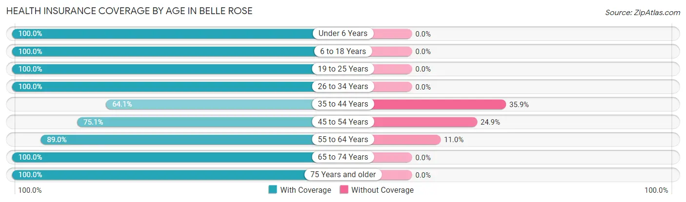 Health Insurance Coverage by Age in Belle Rose
