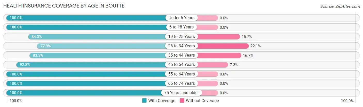 Health Insurance Coverage by Age in Boutte