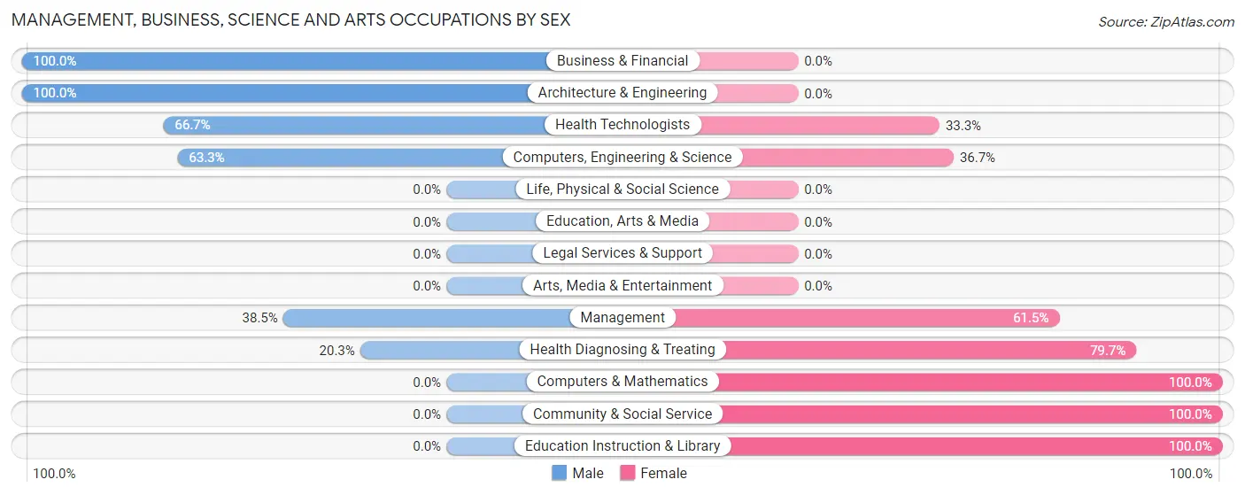 Management, Business, Science and Arts Occupations by Sex in Boutte