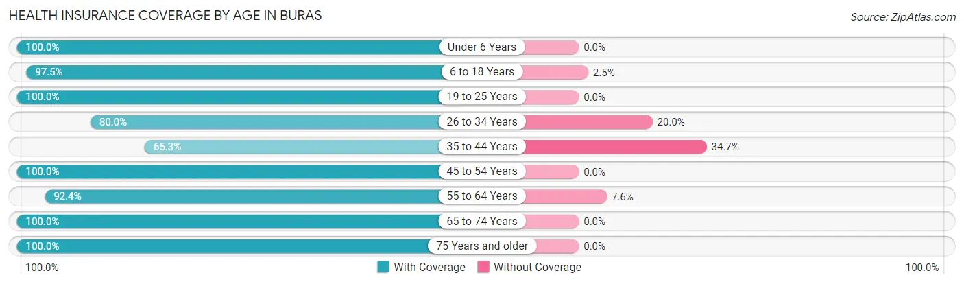 Health Insurance Coverage by Age in Buras