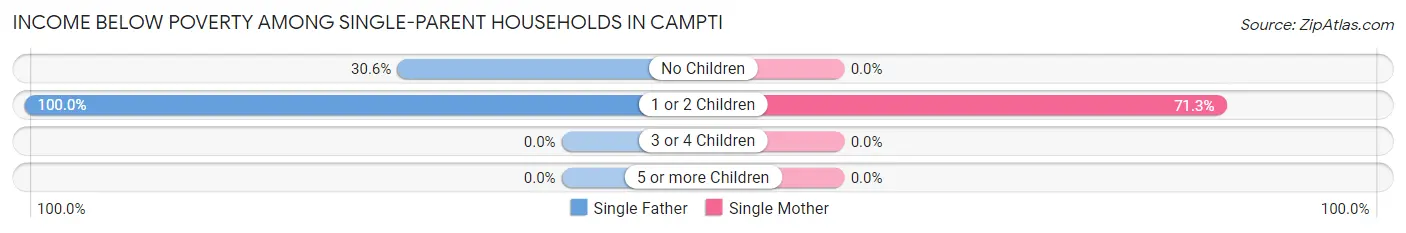 Income Below Poverty Among Single-Parent Households in Campti
