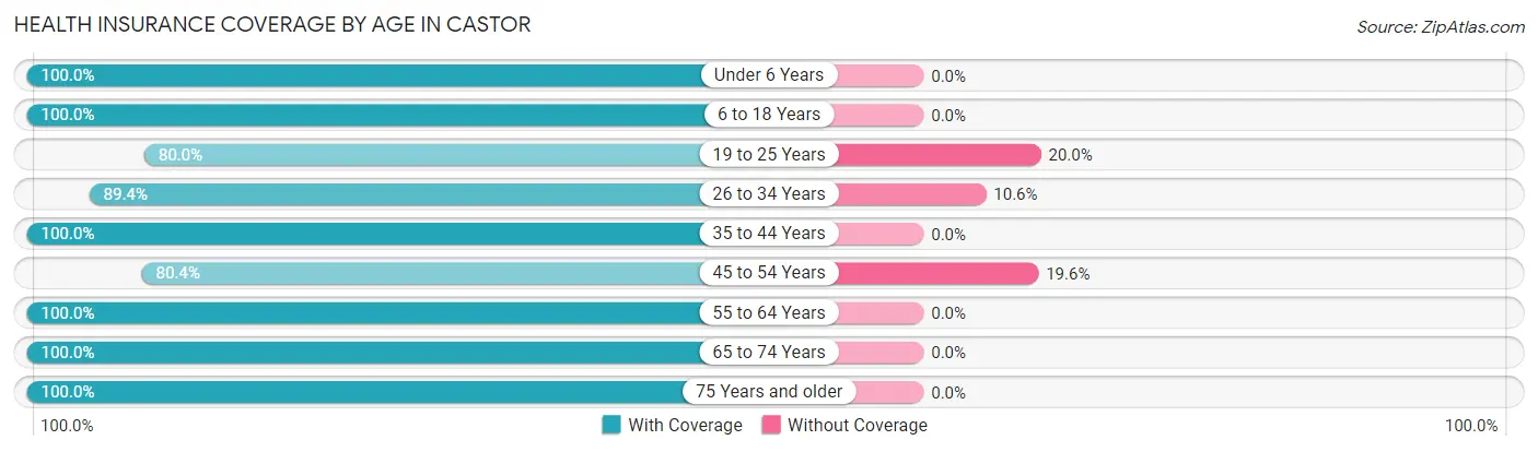 Health Insurance Coverage by Age in Castor