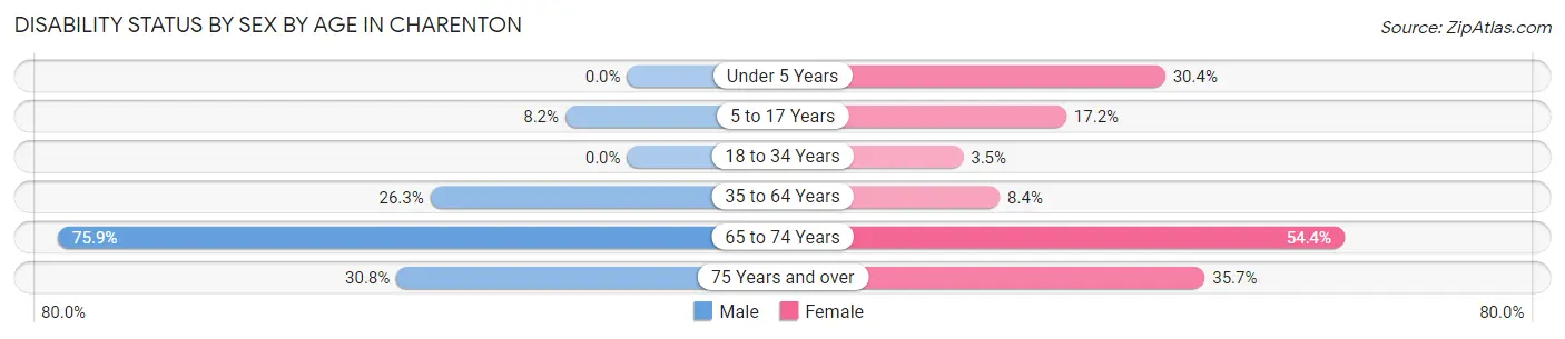 Disability Status by Sex by Age in Charenton
