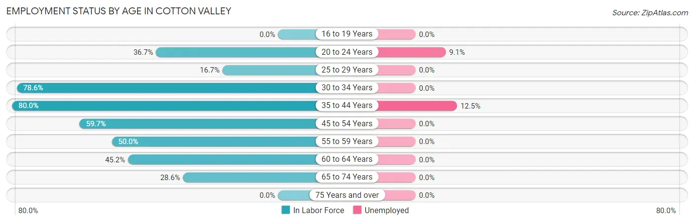 Employment Status by Age in Cotton Valley