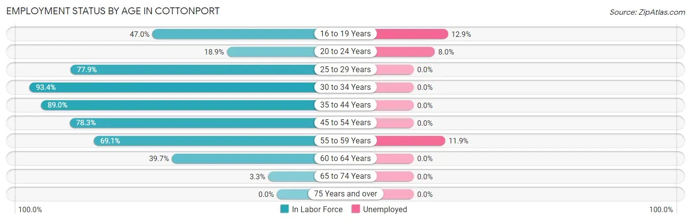 Employment Status by Age in Cottonport