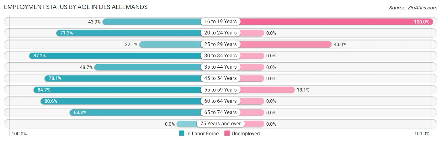 Employment Status by Age in Des Allemands