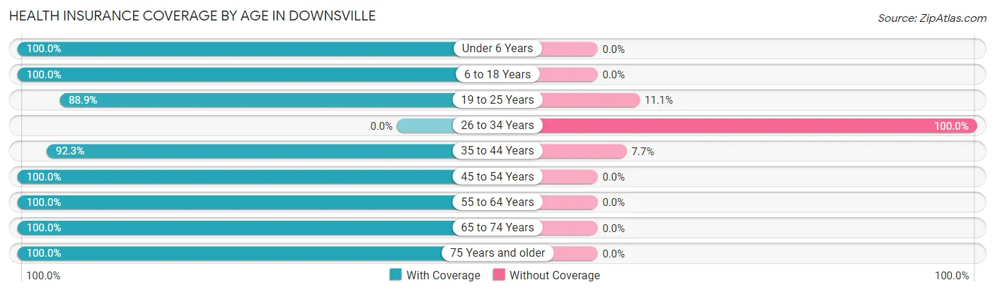 Health Insurance Coverage by Age in Downsville
