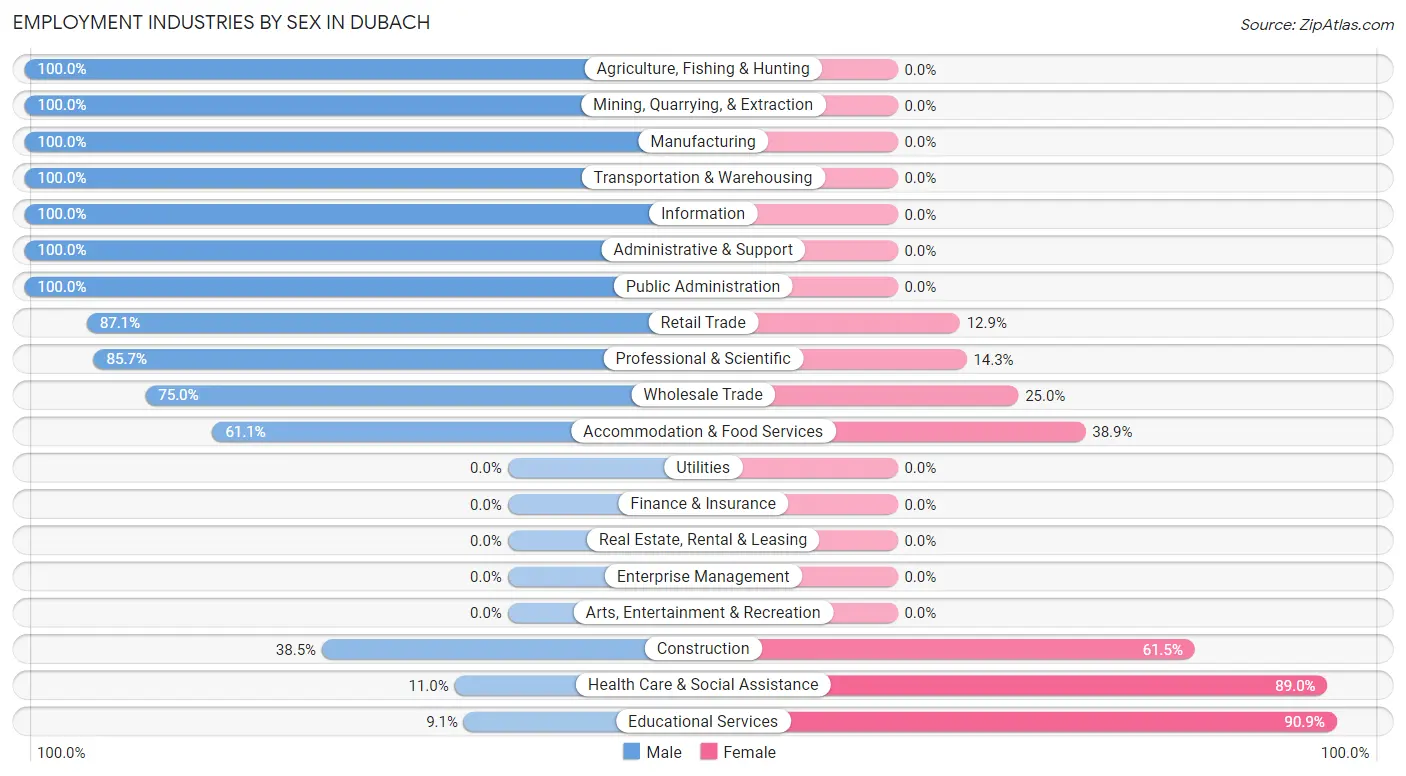 Employment Industries by Sex in Dubach