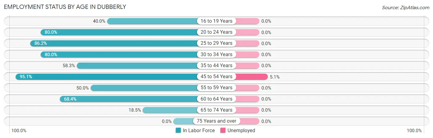 Employment Status by Age in Dubberly