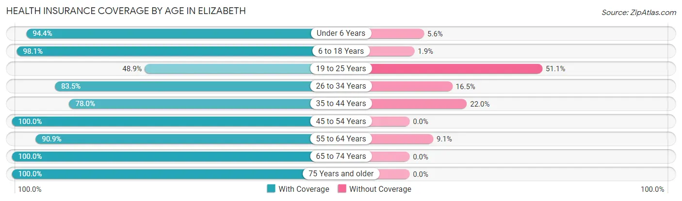Health Insurance Coverage by Age in Elizabeth