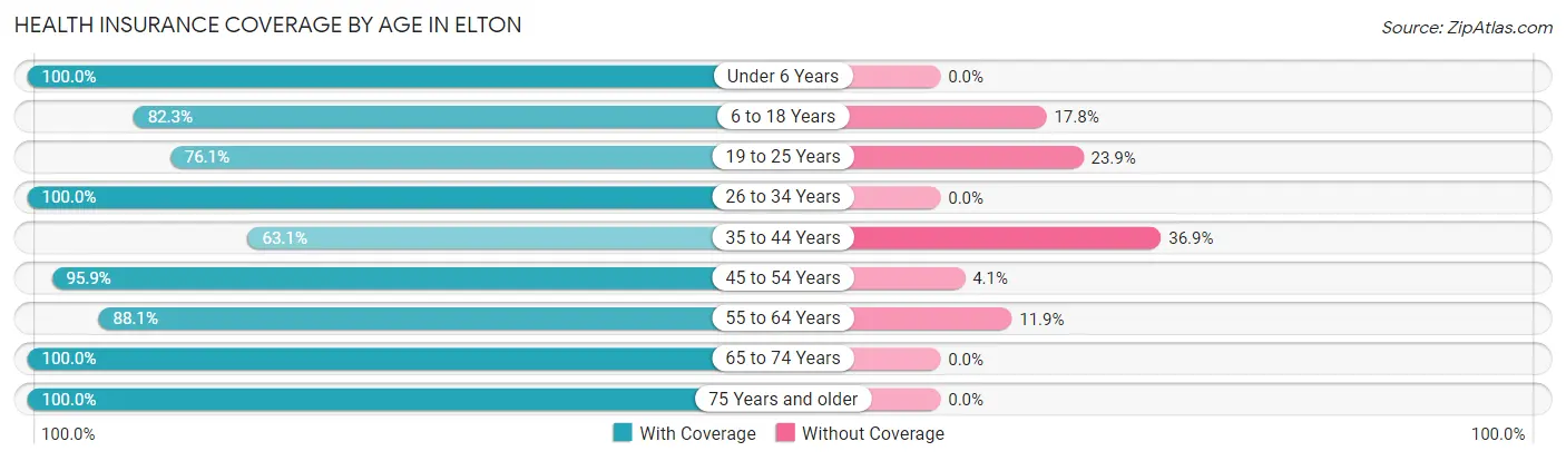 Health Insurance Coverage by Age in Elton