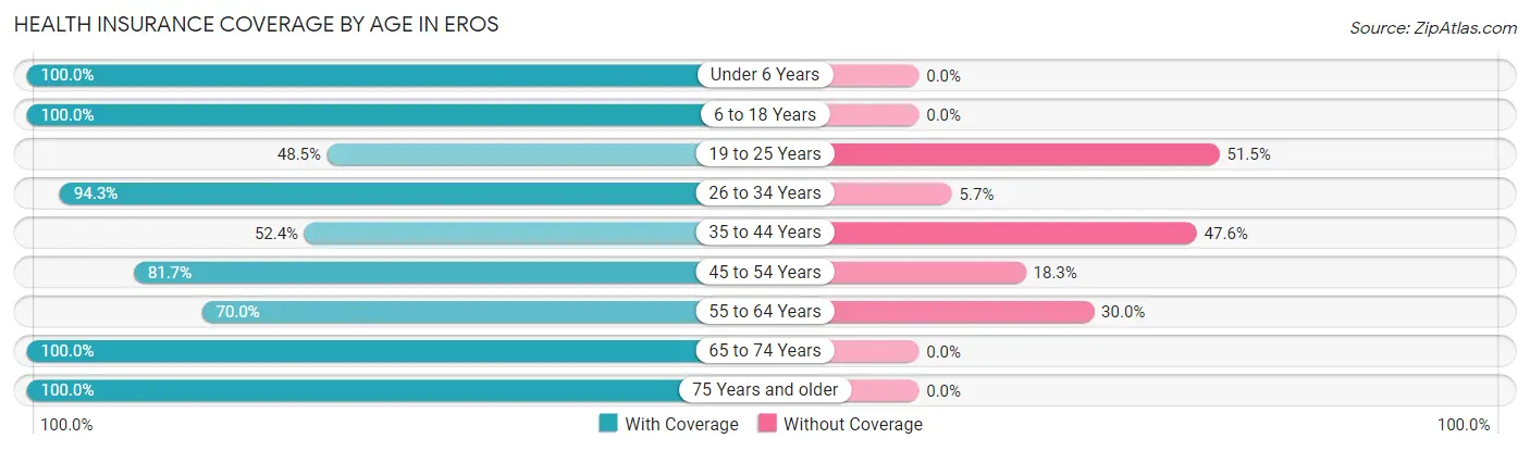 Health Insurance Coverage by Age in Eros
