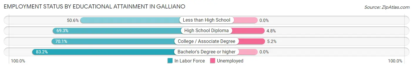 Employment Status by Educational Attainment in Galliano