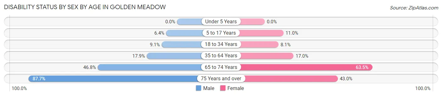 Disability Status by Sex by Age in Golden Meadow
