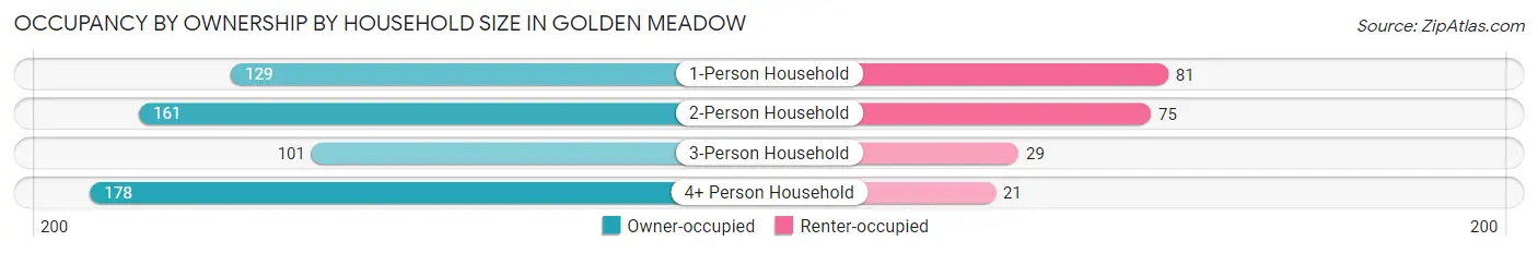 Occupancy by Ownership by Household Size in Golden Meadow