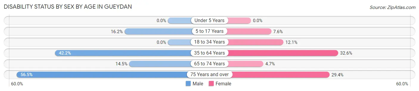 Disability Status by Sex by Age in Gueydan