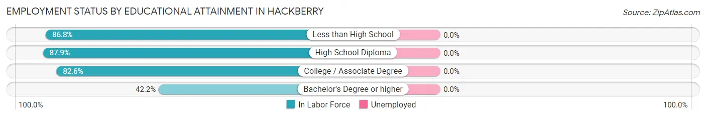 Employment Status by Educational Attainment in Hackberry