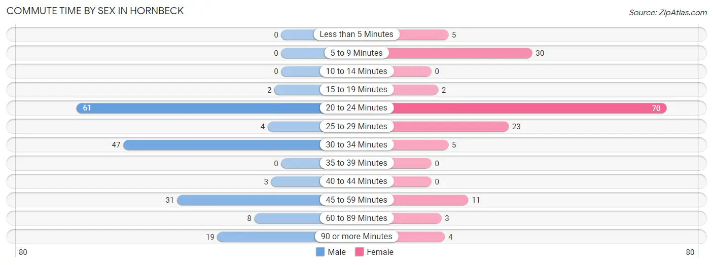 Commute Time by Sex in Hornbeck