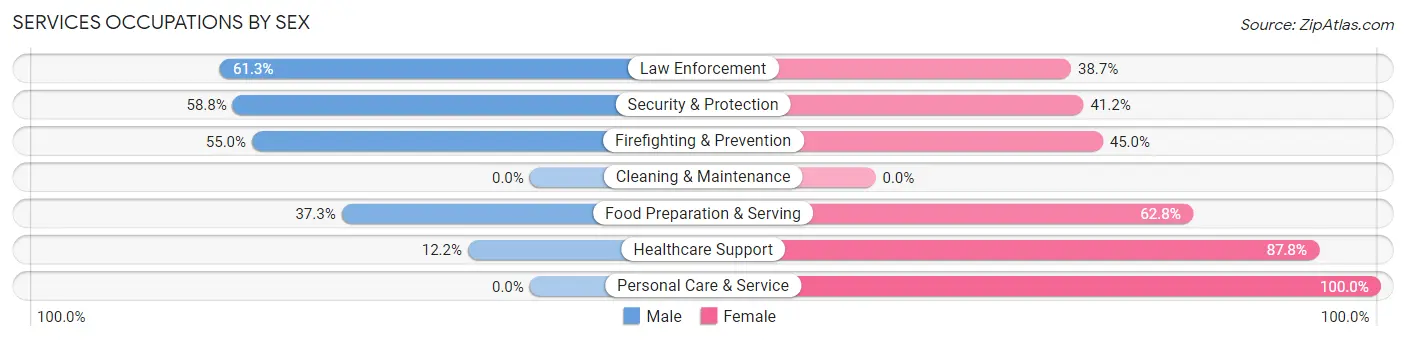 Services Occupations by Sex in Iowa