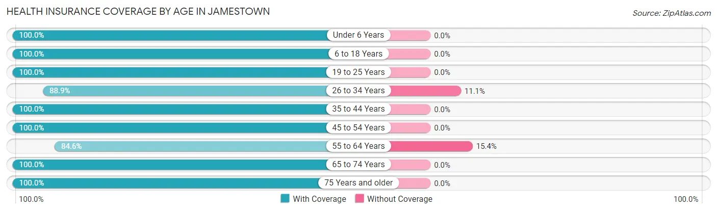 Health Insurance Coverage by Age in Jamestown
