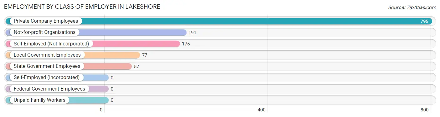 Employment by Class of Employer in Lakeshore