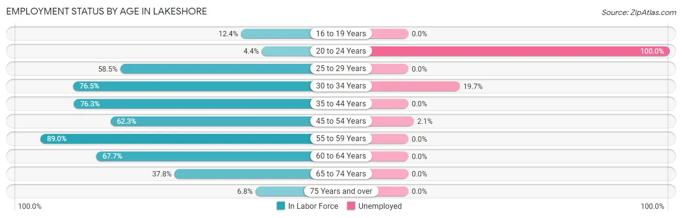 Employment Status by Age in Lakeshore