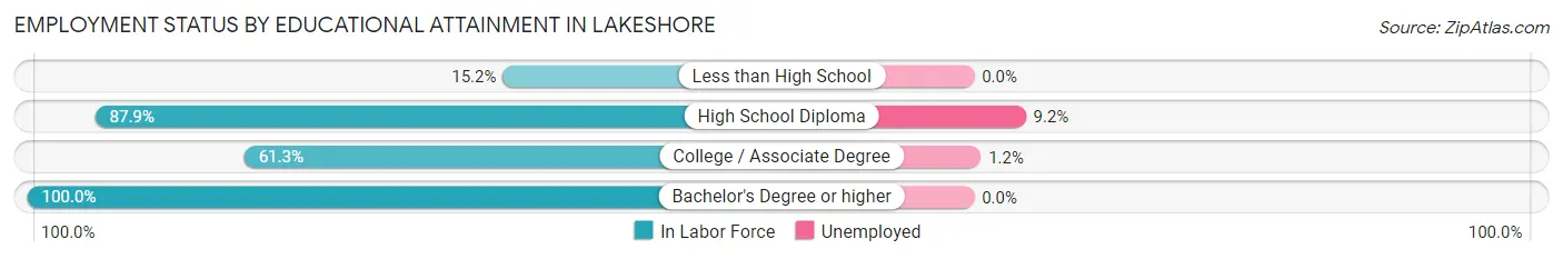 Employment Status by Educational Attainment in Lakeshore