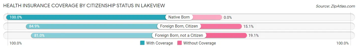 Health Insurance Coverage by Citizenship Status in Lakeview