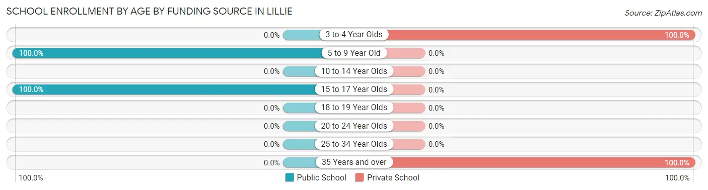 School Enrollment by Age by Funding Source in Lillie