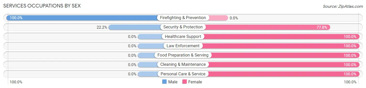 Services Occupations by Sex in Mangham