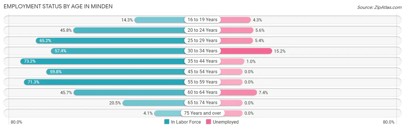 Employment Status by Age in Minden