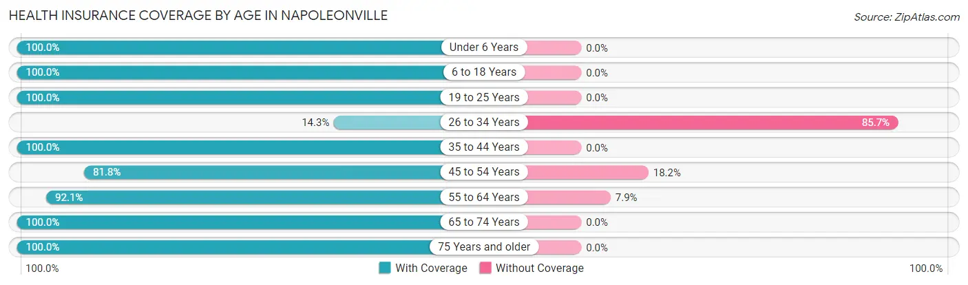 Health Insurance Coverage by Age in Napoleonville