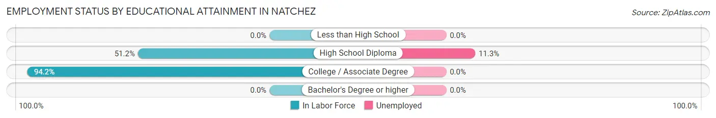 Employment Status by Educational Attainment in Natchez