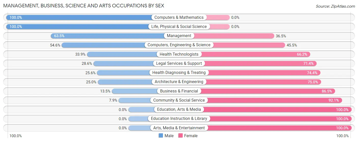Management, Business, Science and Arts Occupations by Sex in New Roads
