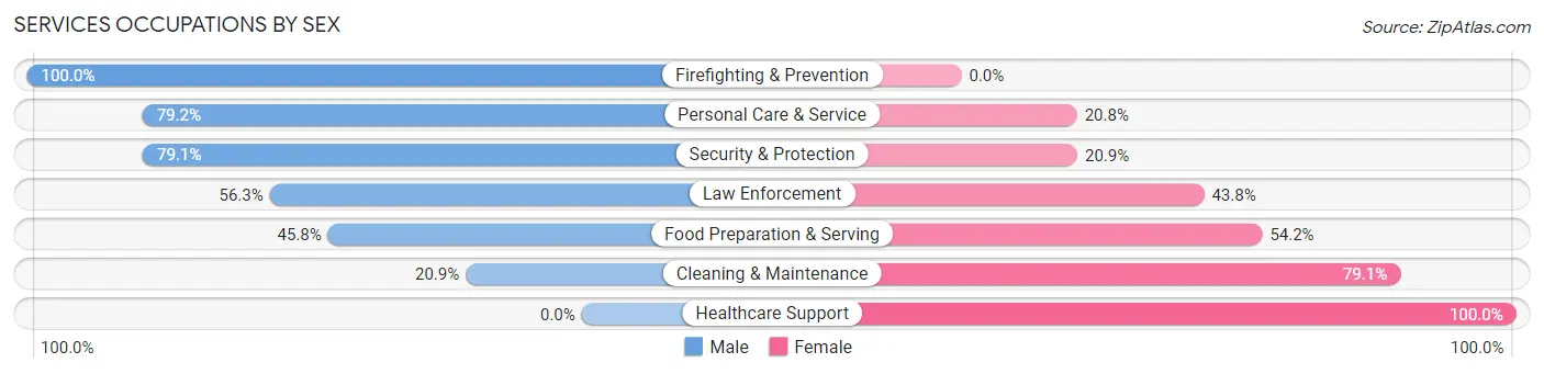 Services Occupations by Sex in New Roads