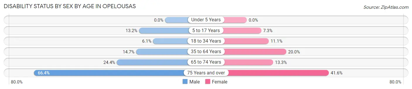 Disability Status by Sex by Age in Opelousas